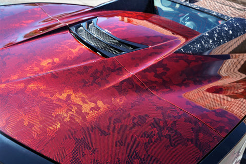 RED KEVLAR "CAMO" CARBON SHOWN